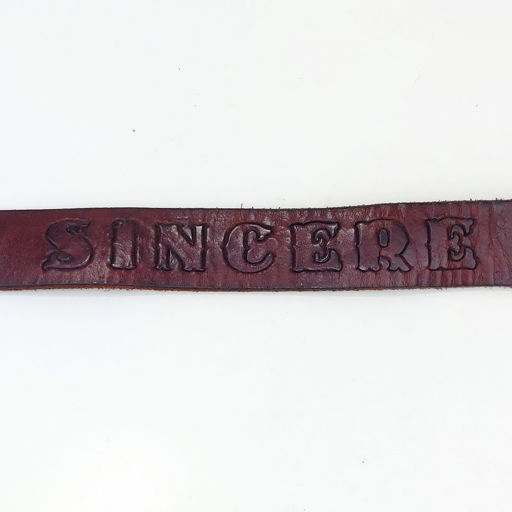 SINCERE Vintage Hand-Crafted Brown Leather Belt 36 - Picture 5 of 13